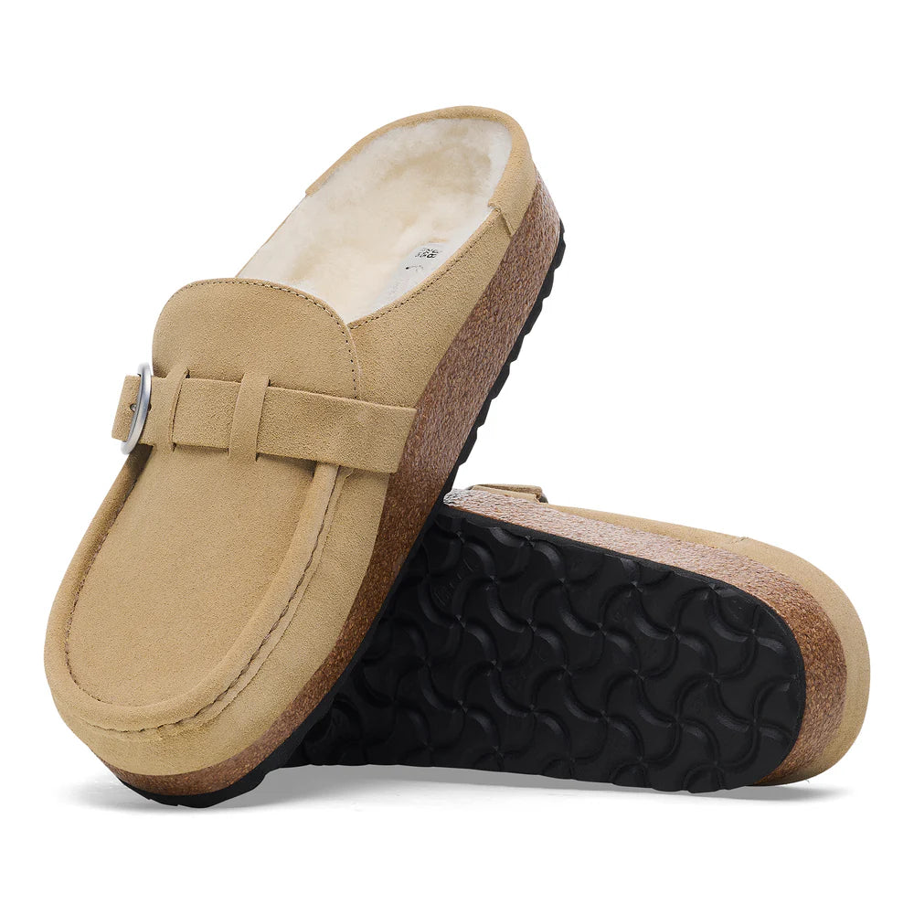Sandały Buckley Shearling Taupe Suede