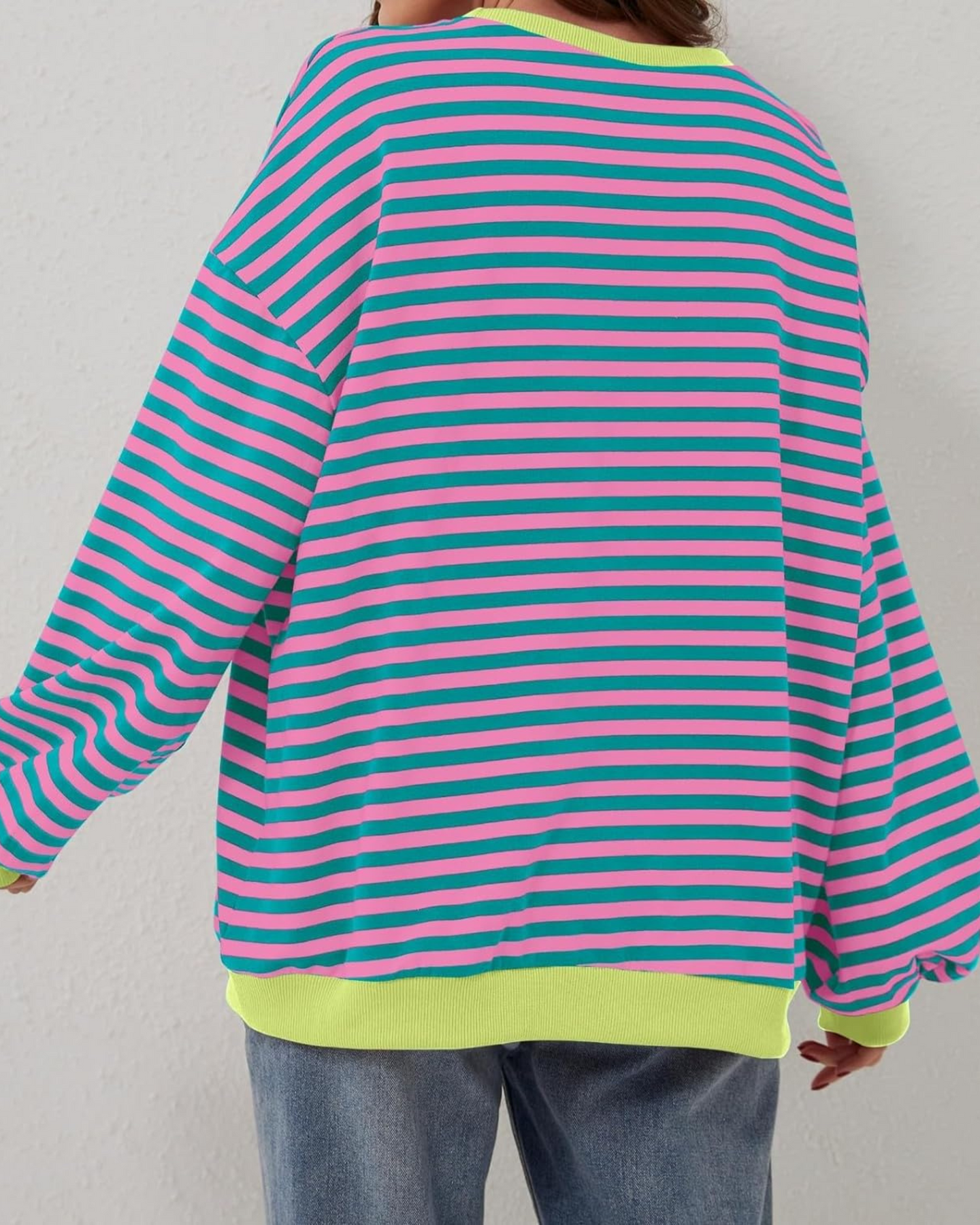 DUA | OVERSIZE'OWA BLUZA W PASKI Z DŁUGIMI RĘKAWAMI