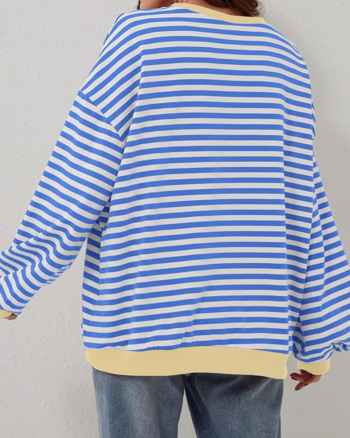 DUA | OVERSIZE'OWA BLUZA W PASKI Z DŁUGIMI RĘKAWAMI