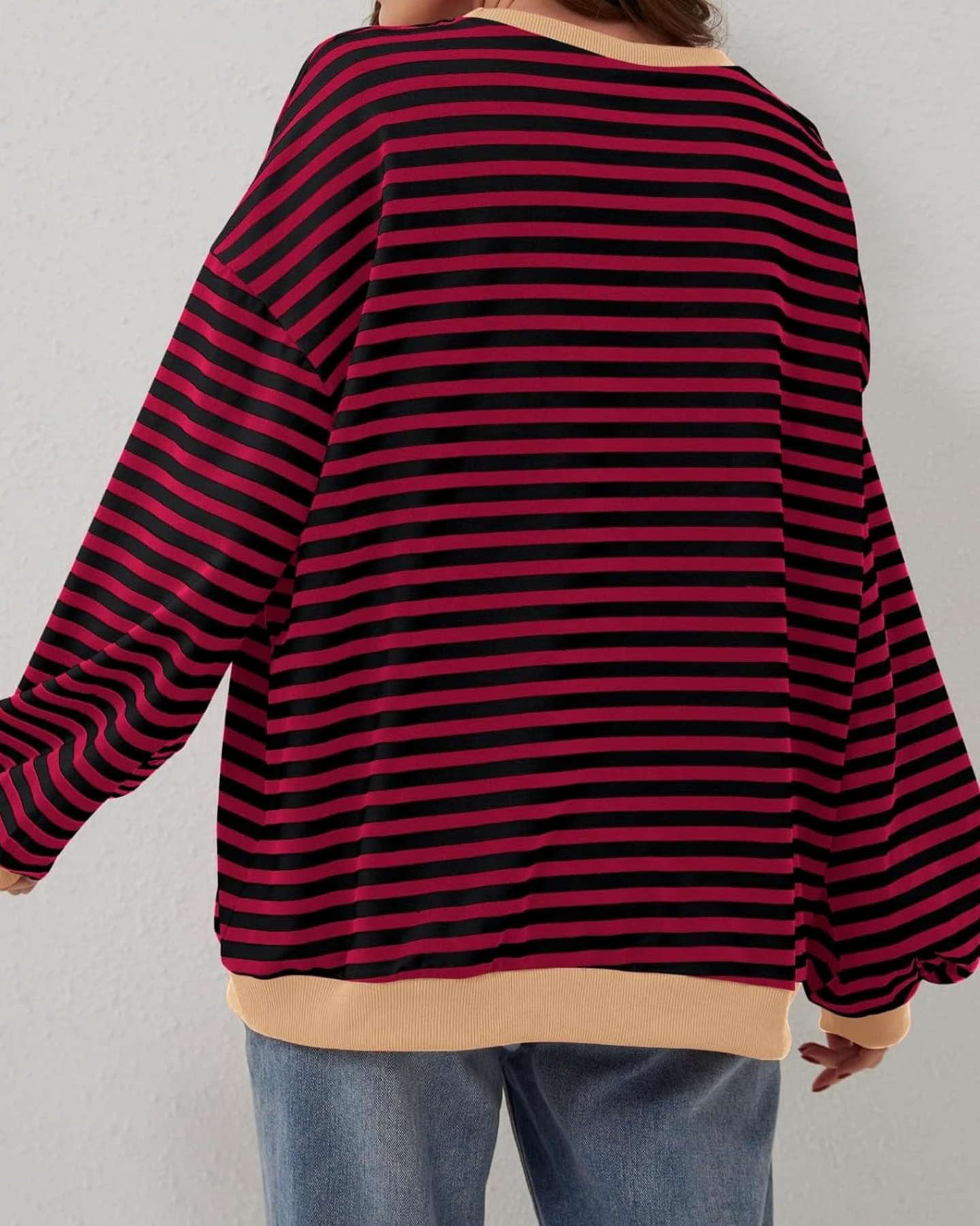 DUA | OVERSIZE'OWA BLUZA W PASKI Z DŁUGIMI RĘKAWAMI