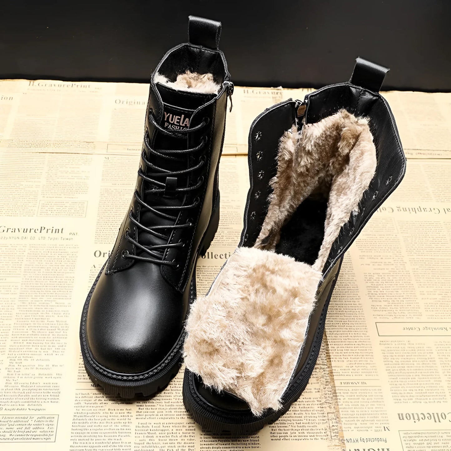 Seraphine - Wodoodporne skórzane buty zimowe