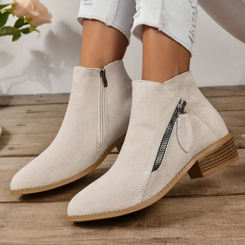 MAAIKE - RETRO BUTY ZA KOSTKĘ Z SUWAKIEM
