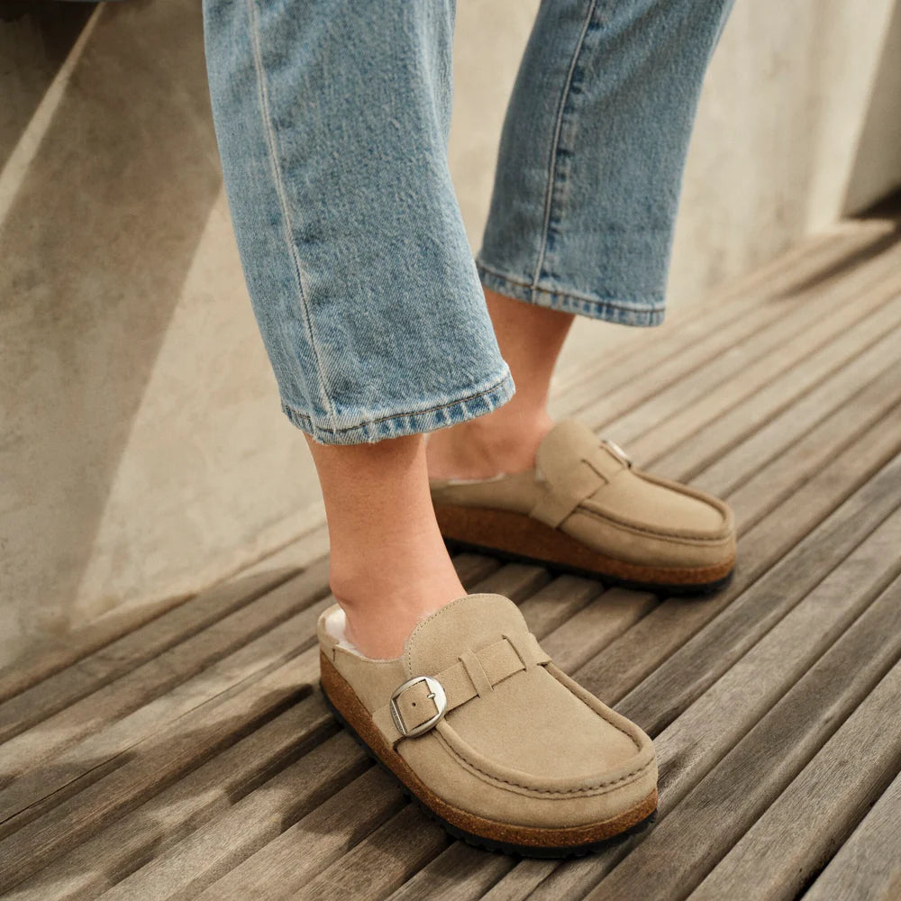 Sandały Buckley Shearling Taupe Suede