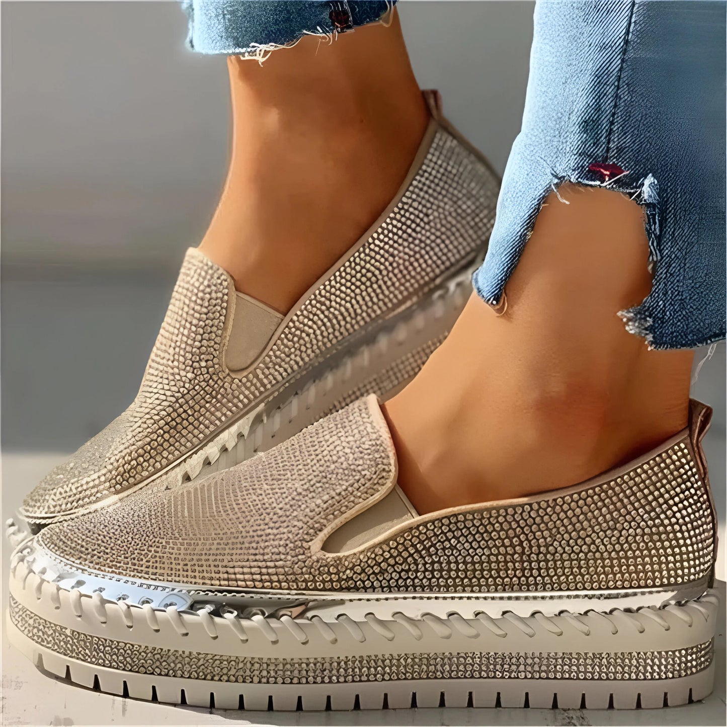 Marcelline – Trampki typu slip-on z platformą ze strasami