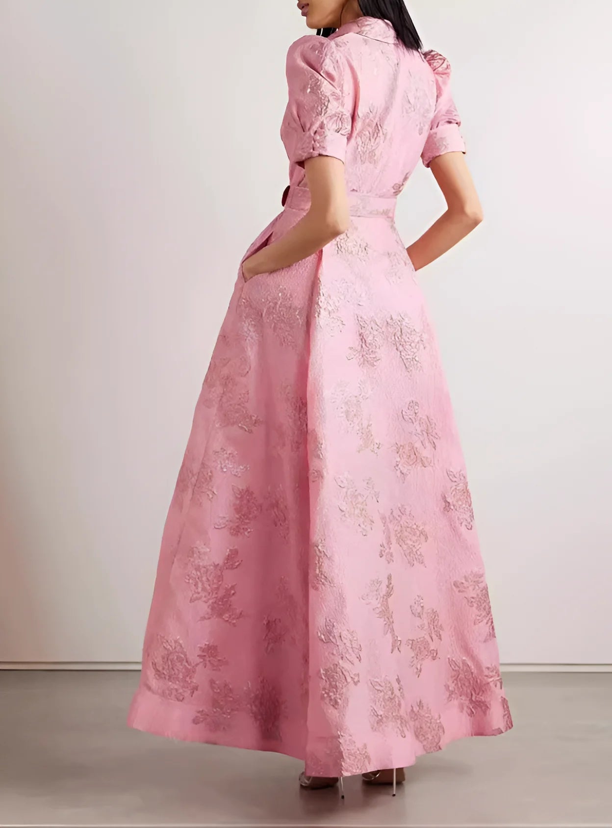 Éliane - Elegancka sukienka maxi z paskiem w stylu retro