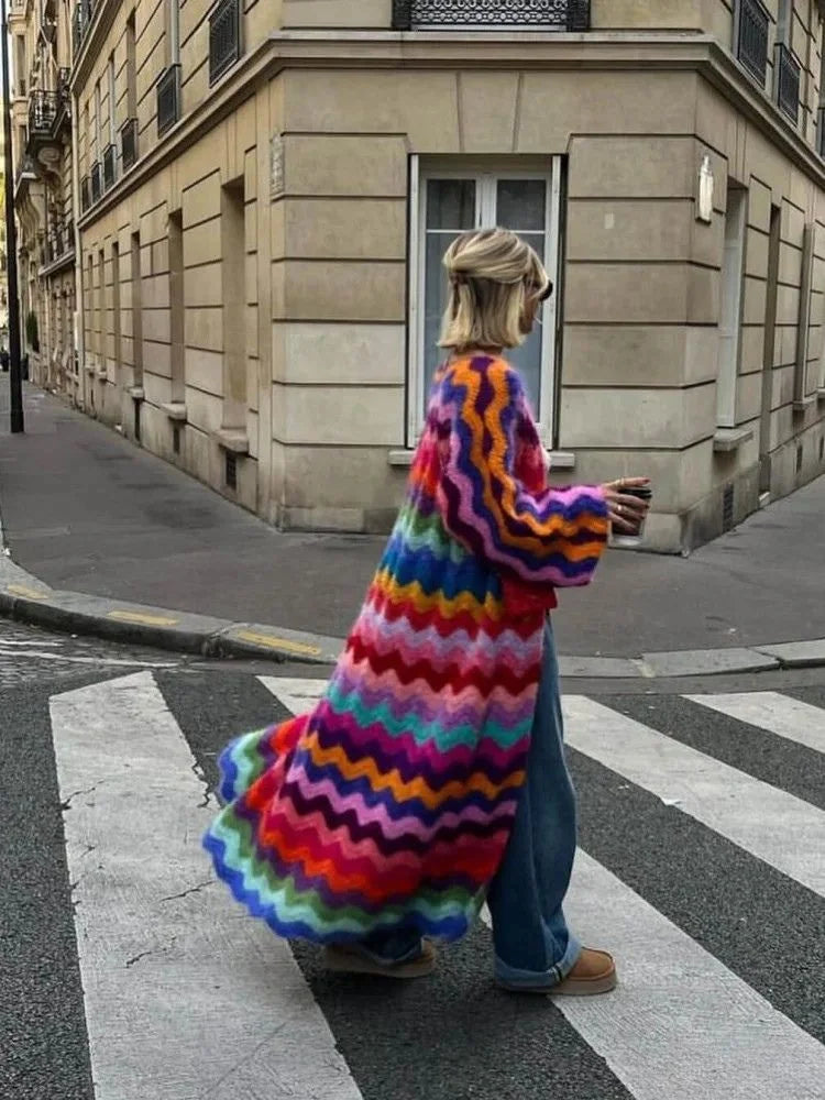 Maelle – Wielokolorowy Maxi Cardigan (Edycja Limitowana)