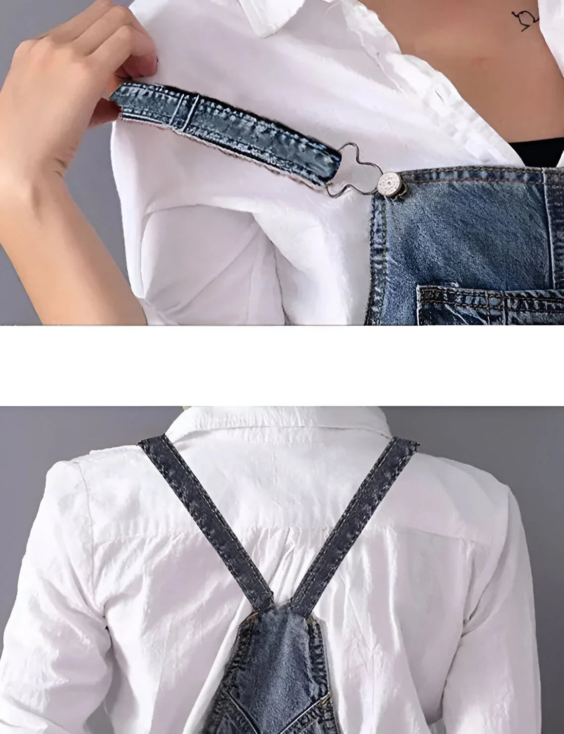 Aurélie - Damska sukienka z denimu w stylu spranego kombinezonu