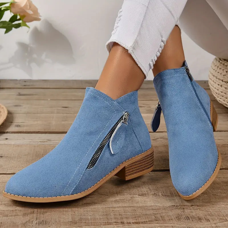 MAAIKE - RETRO BUTY ZA KOSTKĘ Z SUWAKIEM