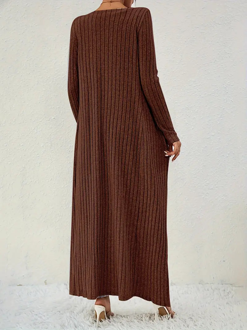 Swietlana - Prążkowany, Jednolity Trzyczęściowy Komplet z Bluzką i Kardiganem