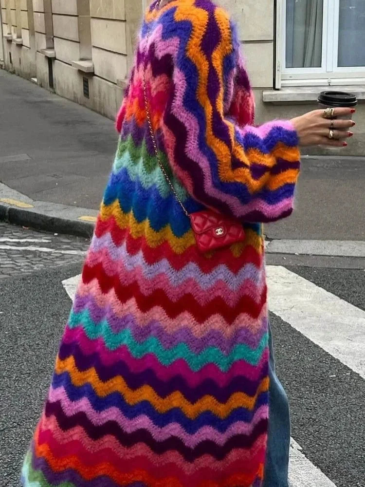 Maelle – Wielokolorowy Maxi Cardigan (Edycja Limitowana)