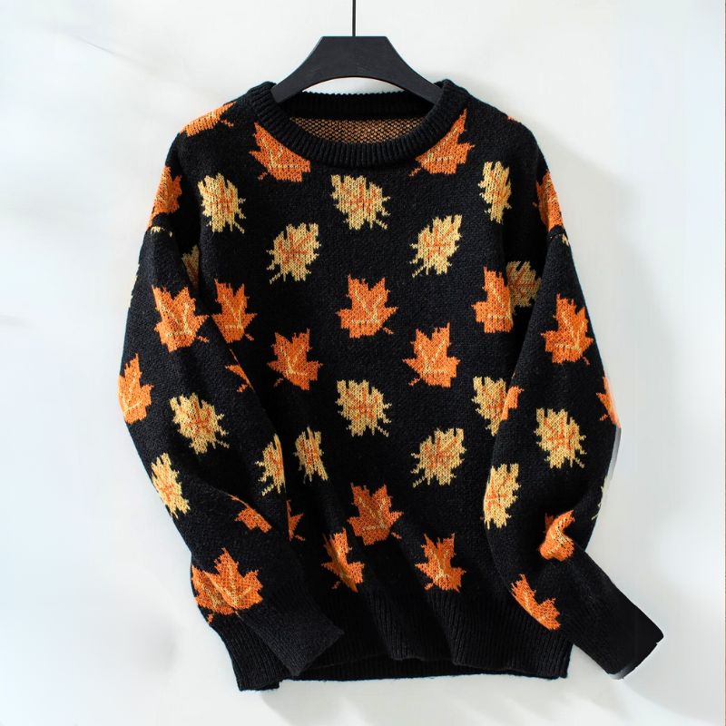 Ylva – Sweter z wzorem liści klonowych