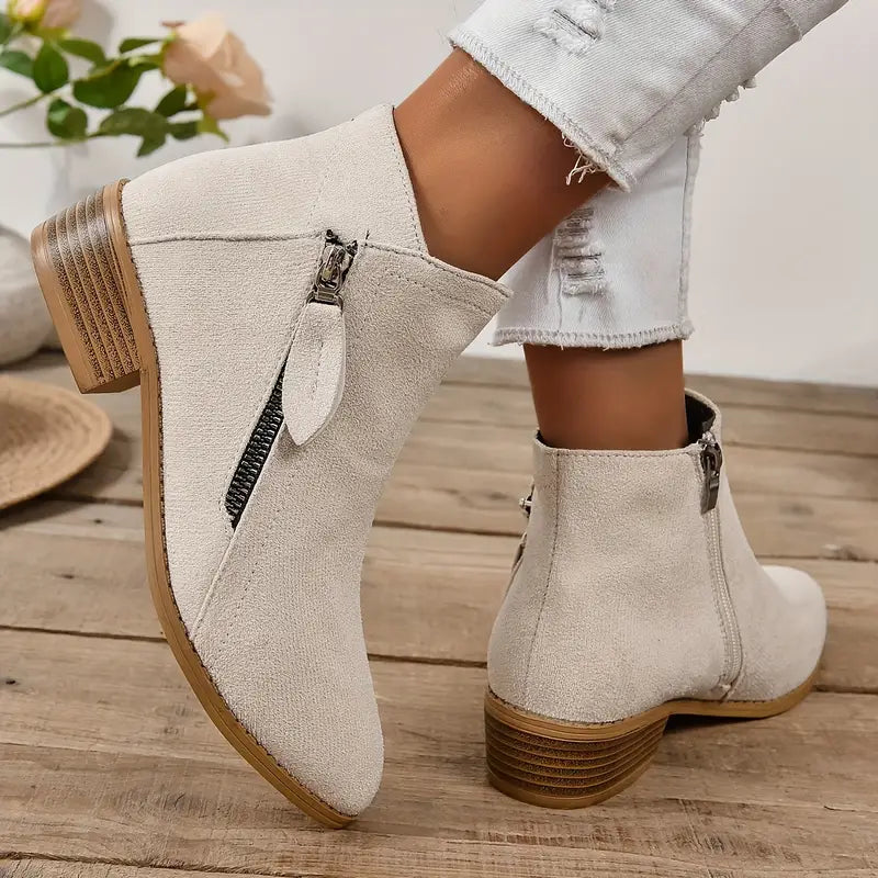 MAAIKE - RETRO BUTY ZA KOSTKĘ Z SUWAKIEM