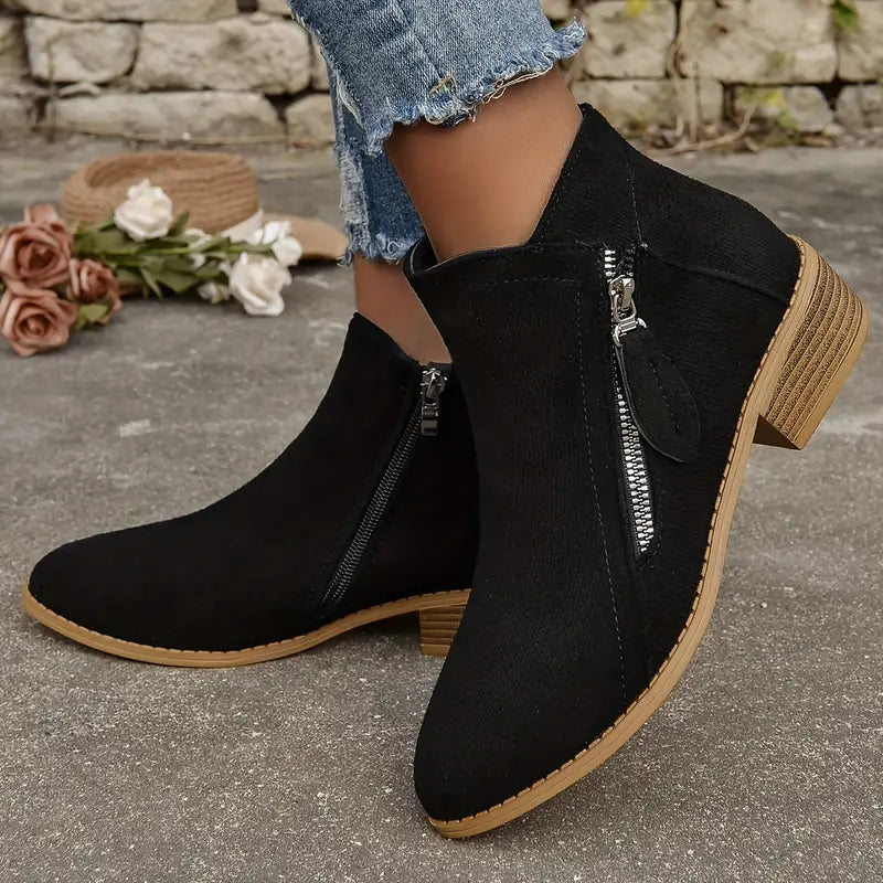 MAAIKE - RETRO BUTY ZA KOSTKĘ Z SUWAKIEM