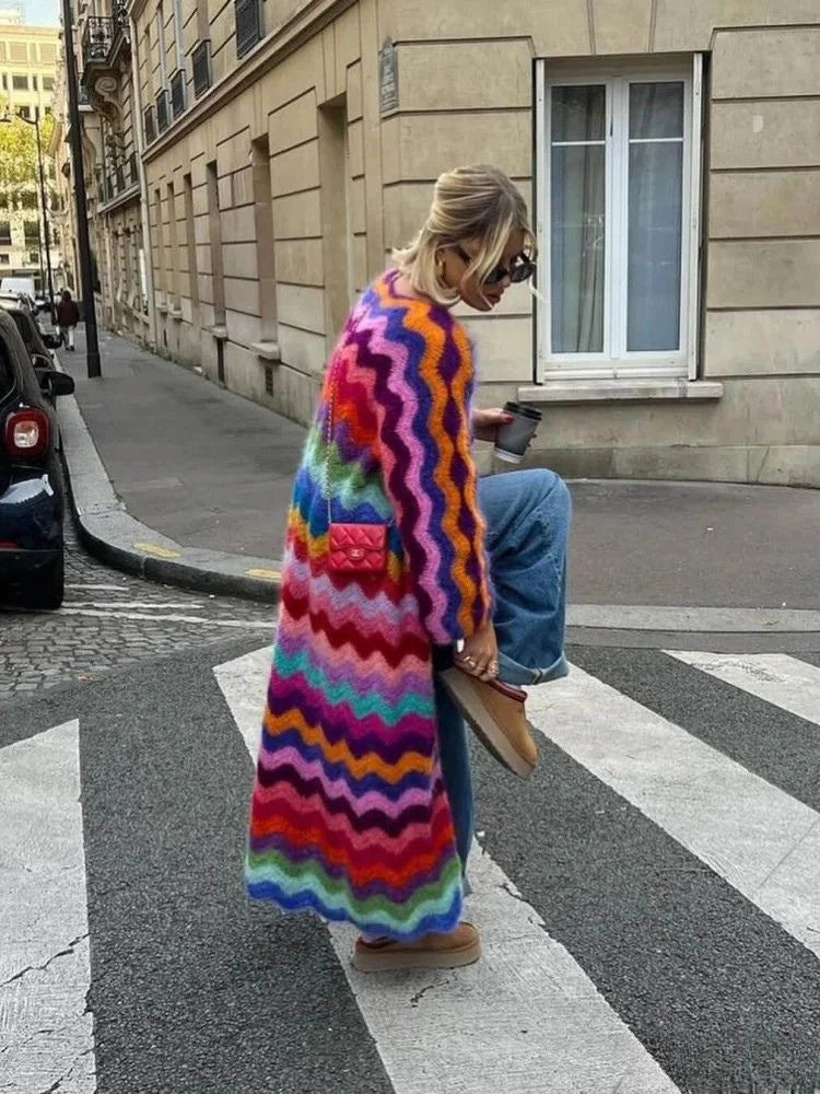Maelle – Wielokolorowy Maxi Cardigan (Edycja Limitowana)