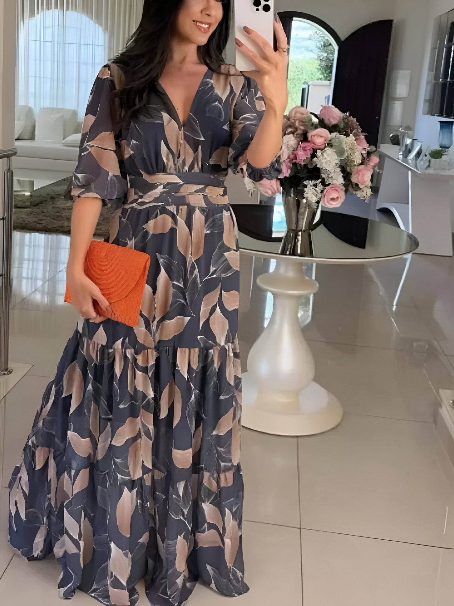 CLAUDIA | Sukienka maxi z kwiatowym wzorem i wygodnym krojem na eleganckie dni