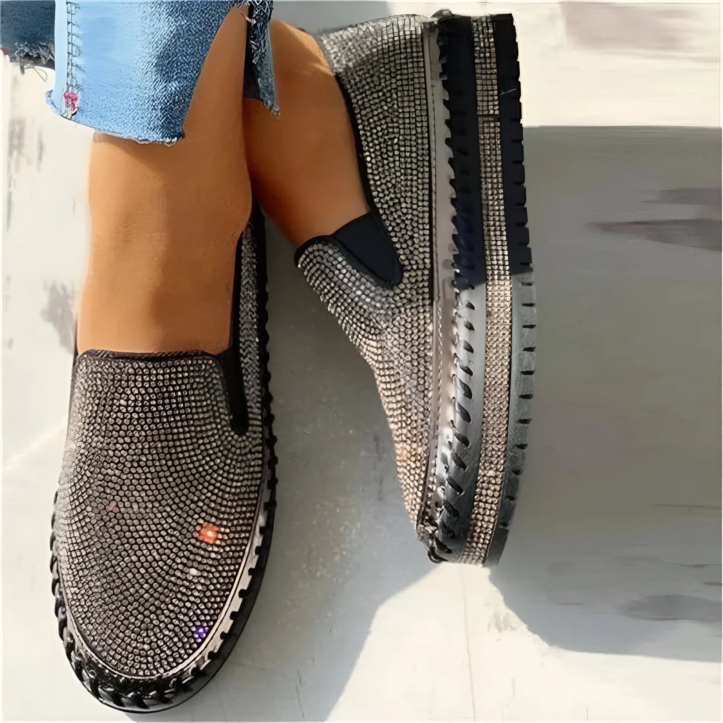 Marcelline – Trampki typu slip-on z platformą ze strasami