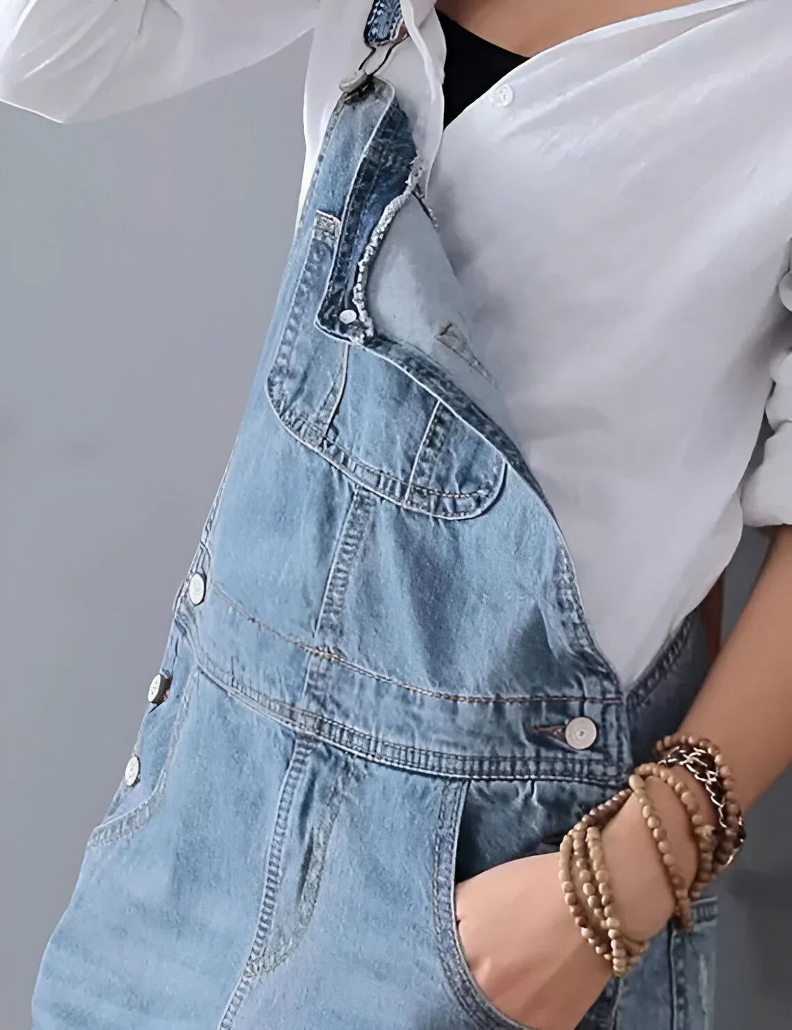 Aurélie - Damska sukienka z denimu w stylu spranego kombinezonu