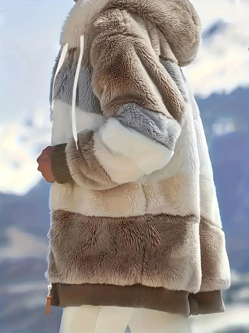 Elina - Kurtka Teddy w bloki kolorów