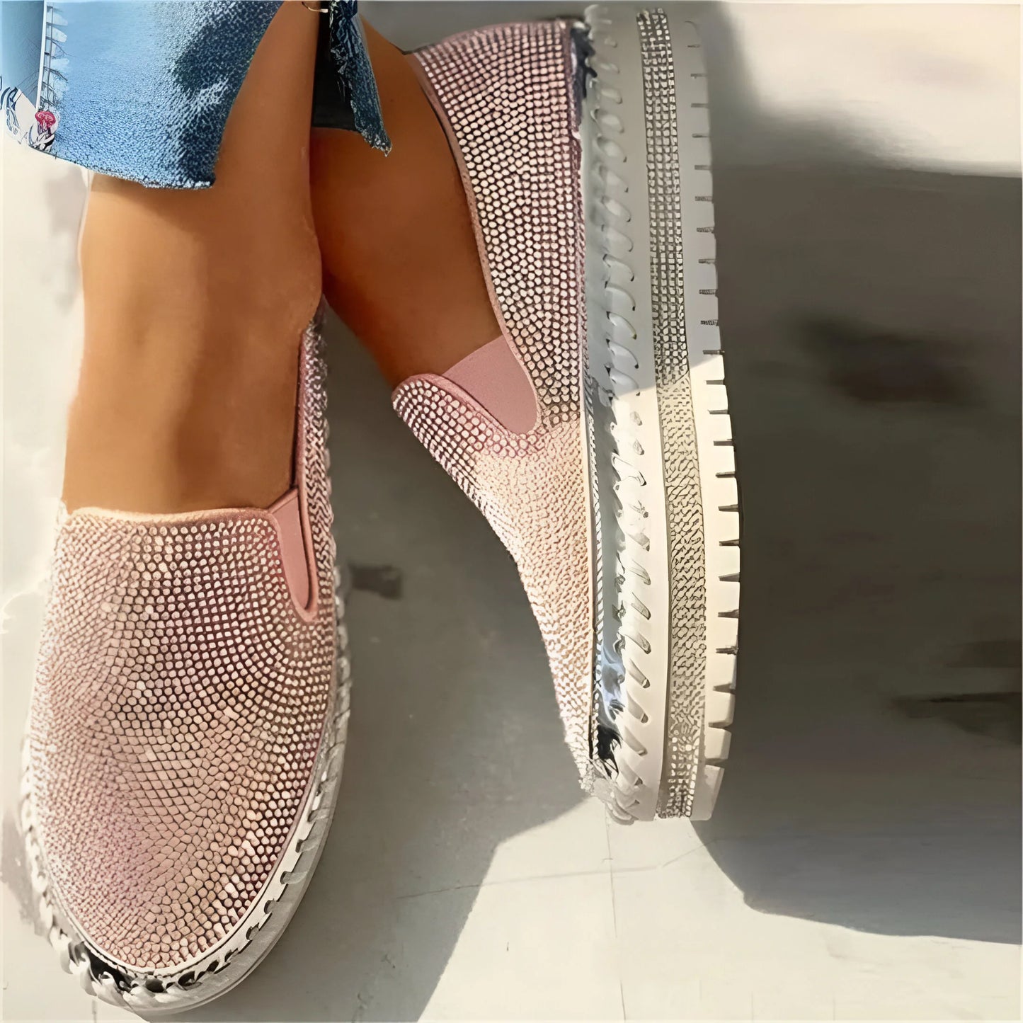 Marcelline – Trampki typu slip-on z platformą ze strasami