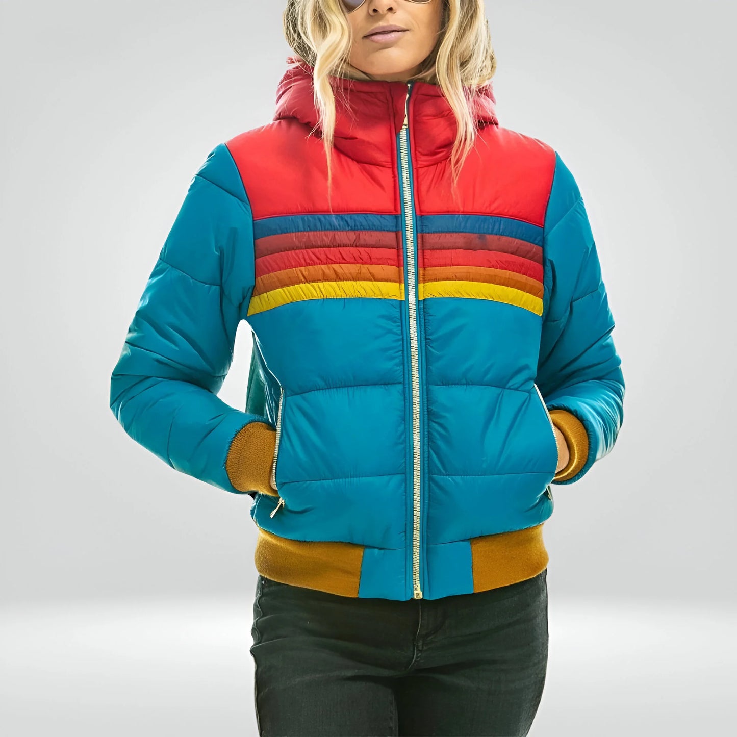 Leana – Sportowa, pikowana bluza z kapturem w paski