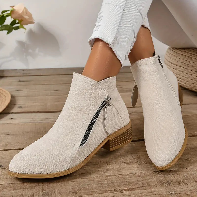 MAAIKE - RETRO BUTY ZA KOSTKĘ Z SUWAKIEM