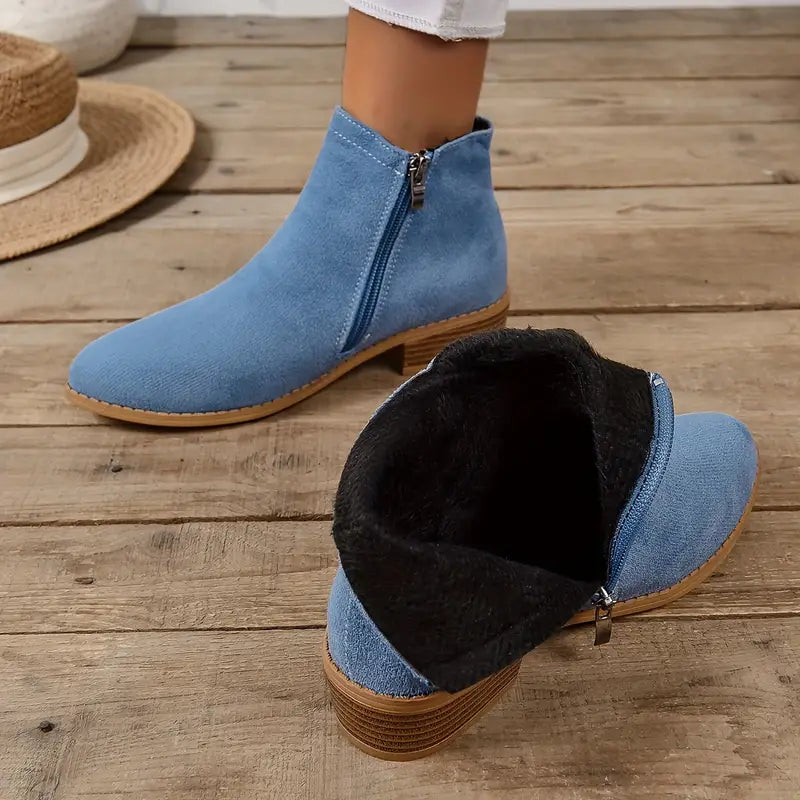 MAAIKE - RETRO BUTY ZA KOSTKĘ Z SUWAKIEM