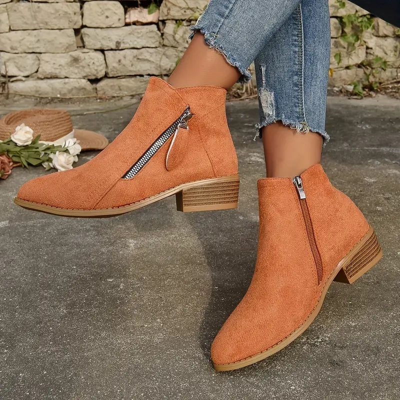 MAAIKE - RETRO BUTY ZA KOSTKĘ Z SUWAKIEM