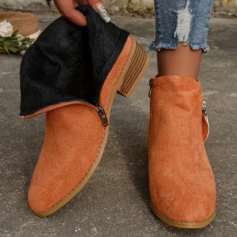MAAIKE - RETRO BUTY ZA KOSTKĘ Z SUWAKIEM