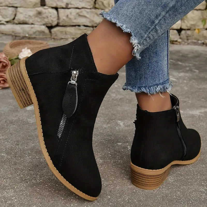 MAAIKE - RETRO BUTY ZA KOSTKĘ Z SUWAKIEM