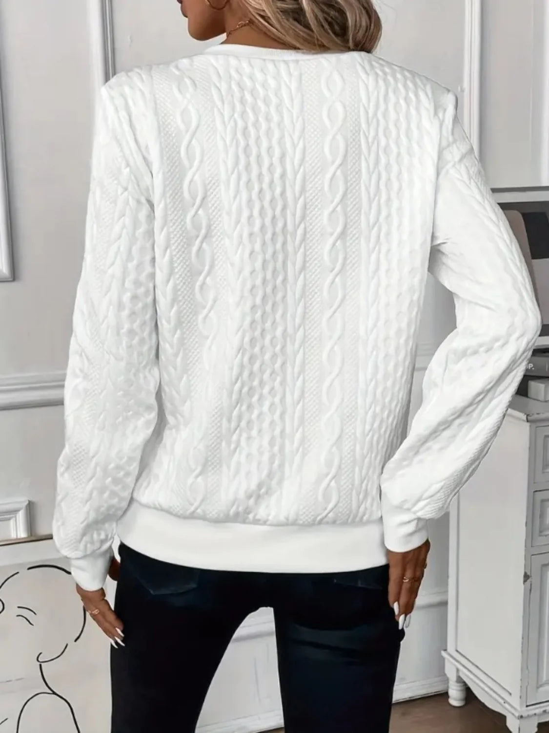 Sabine – Elegancki sweter z dzianiny kablowej z zamkiem błyskawicznym