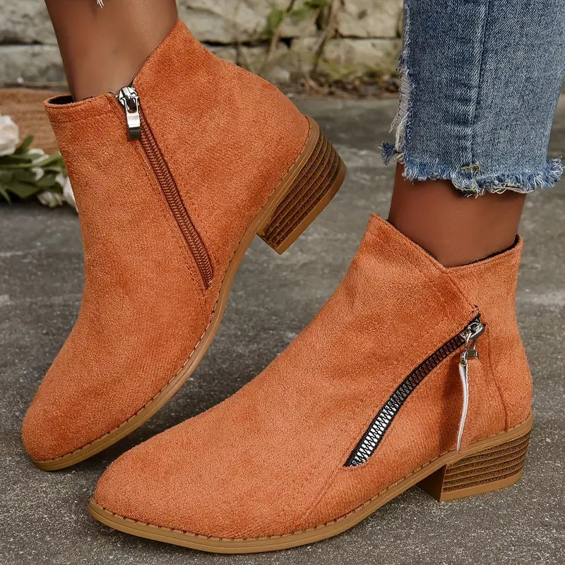 MAAIKE - RETRO BUTY ZA KOSTKĘ Z SUWAKIEM