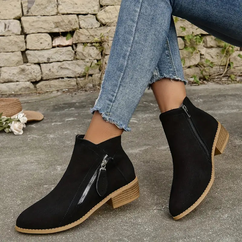 MAAIKE - RETRO BUTY ZA KOSTKĘ Z SUWAKIEM