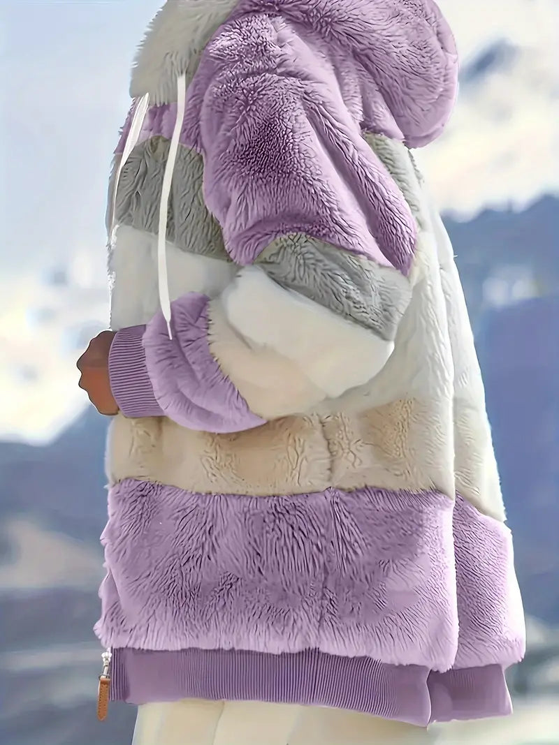 Elina - Kurtka Teddy w bloki kolorów