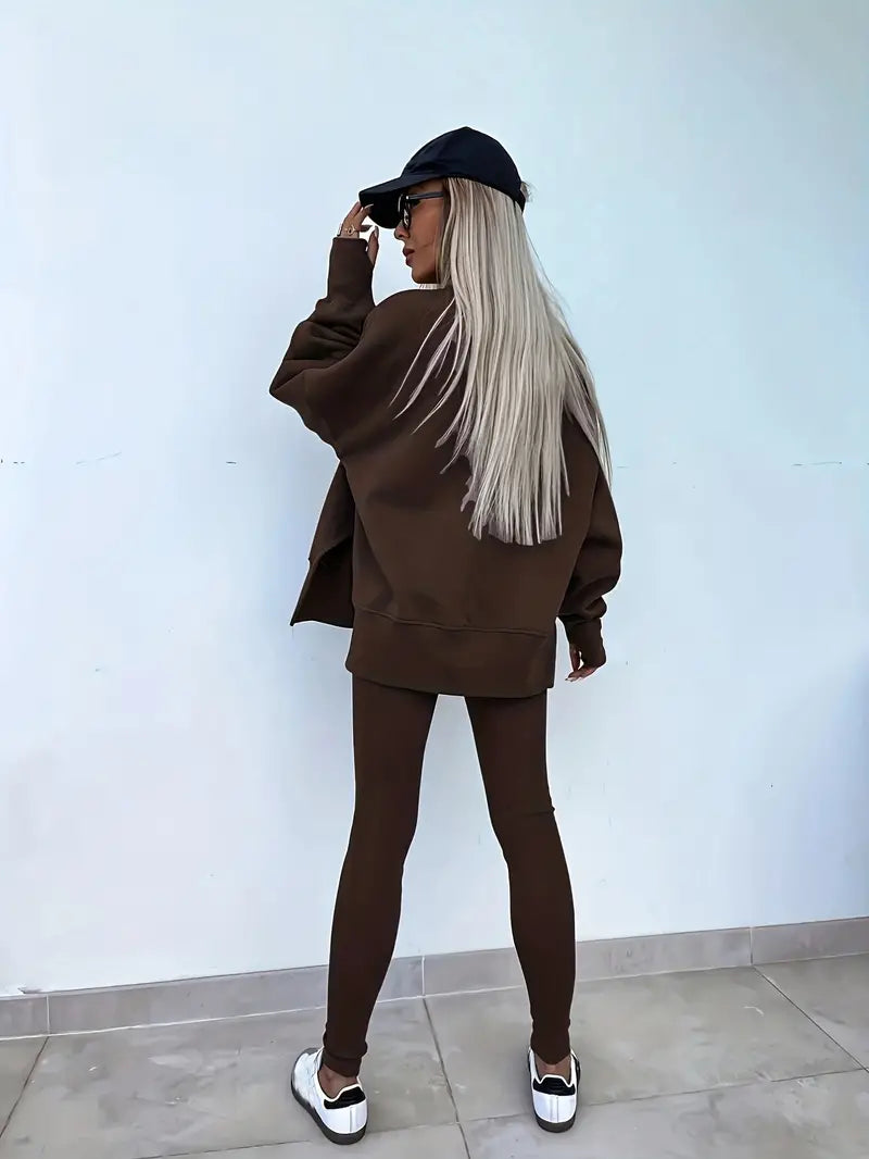 Niezabudka - Damski swobodny zestaw bluza i legginsy