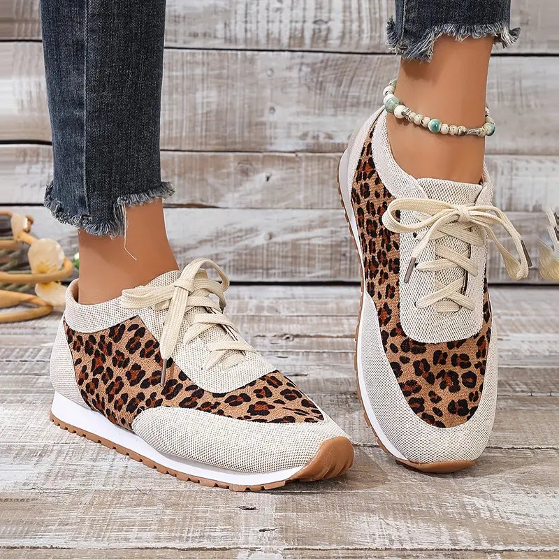 WILMA - WYGODNE SNEAKERSY Z NADRUKIEM W PANTERKĘ