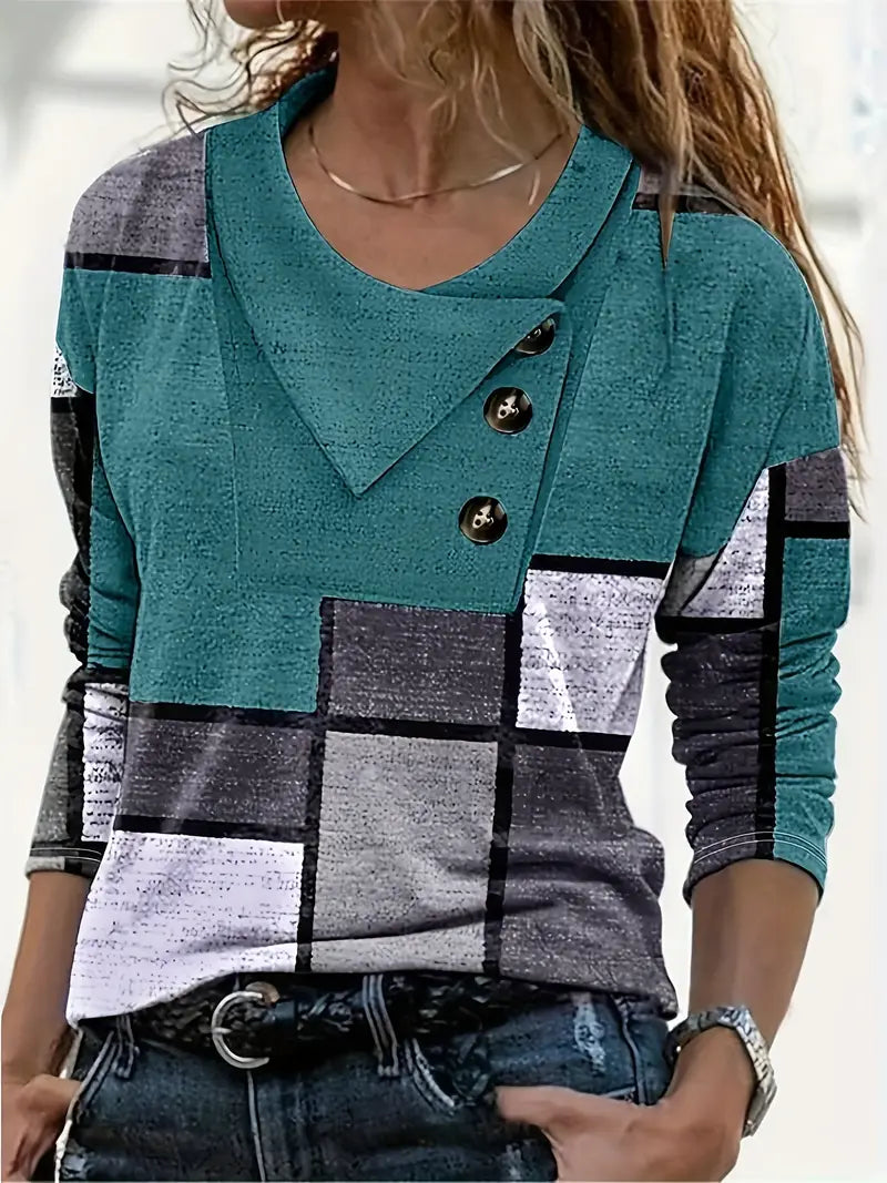 Nour - Bluzka z dekoltem w serek w stylu boho patchwork