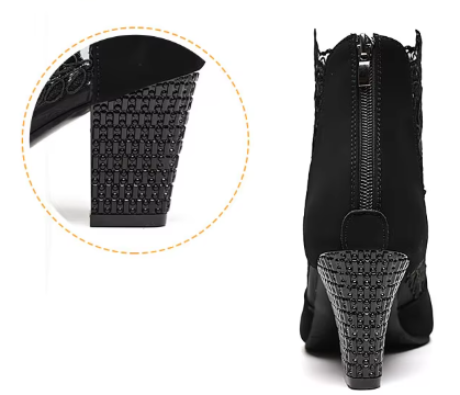 Buty Violetta Lace Panel Block Heel