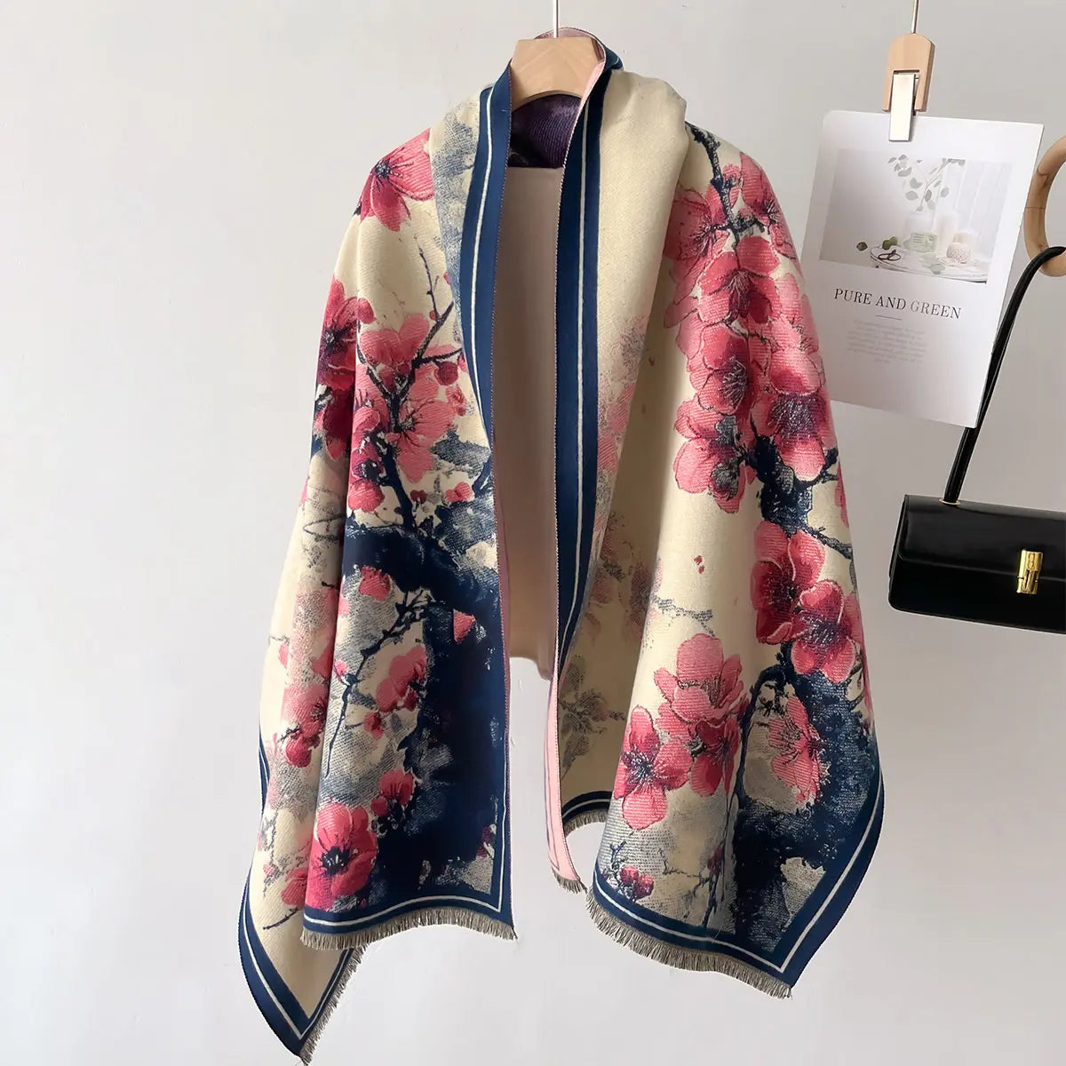 Jeanne - Szalik Vintage Peach Blossom | Elegancki i ciepły jesienno-zimowy szal