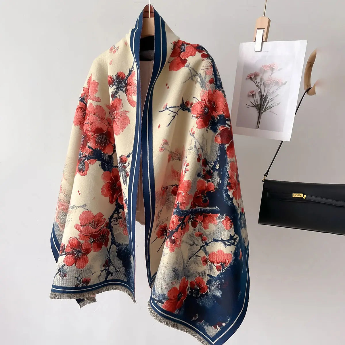 Jeanne - Szalik Vintage Peach Blossom | Elegancki i ciepły jesienno-zimowy szal
