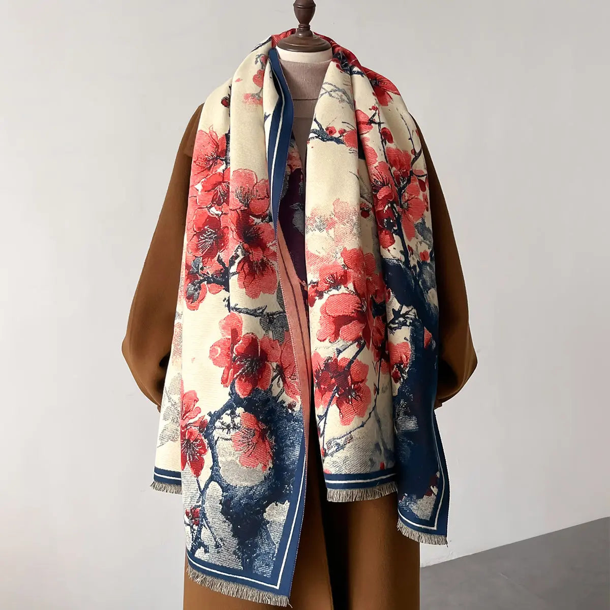 Jeanne - Szalik Vintage Peach Blossom | Elegancki i ciepły jesienno-zimowy szal