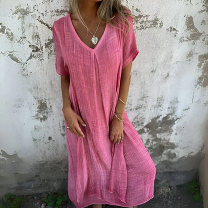 Solène – Relaxed V-Neck Midi Dress