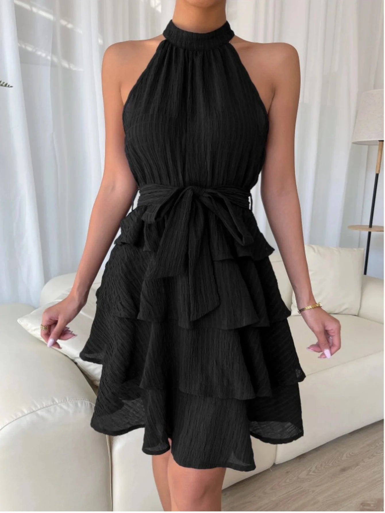 Orielle - Sleeveless Ruffle Tiered Mini Dress