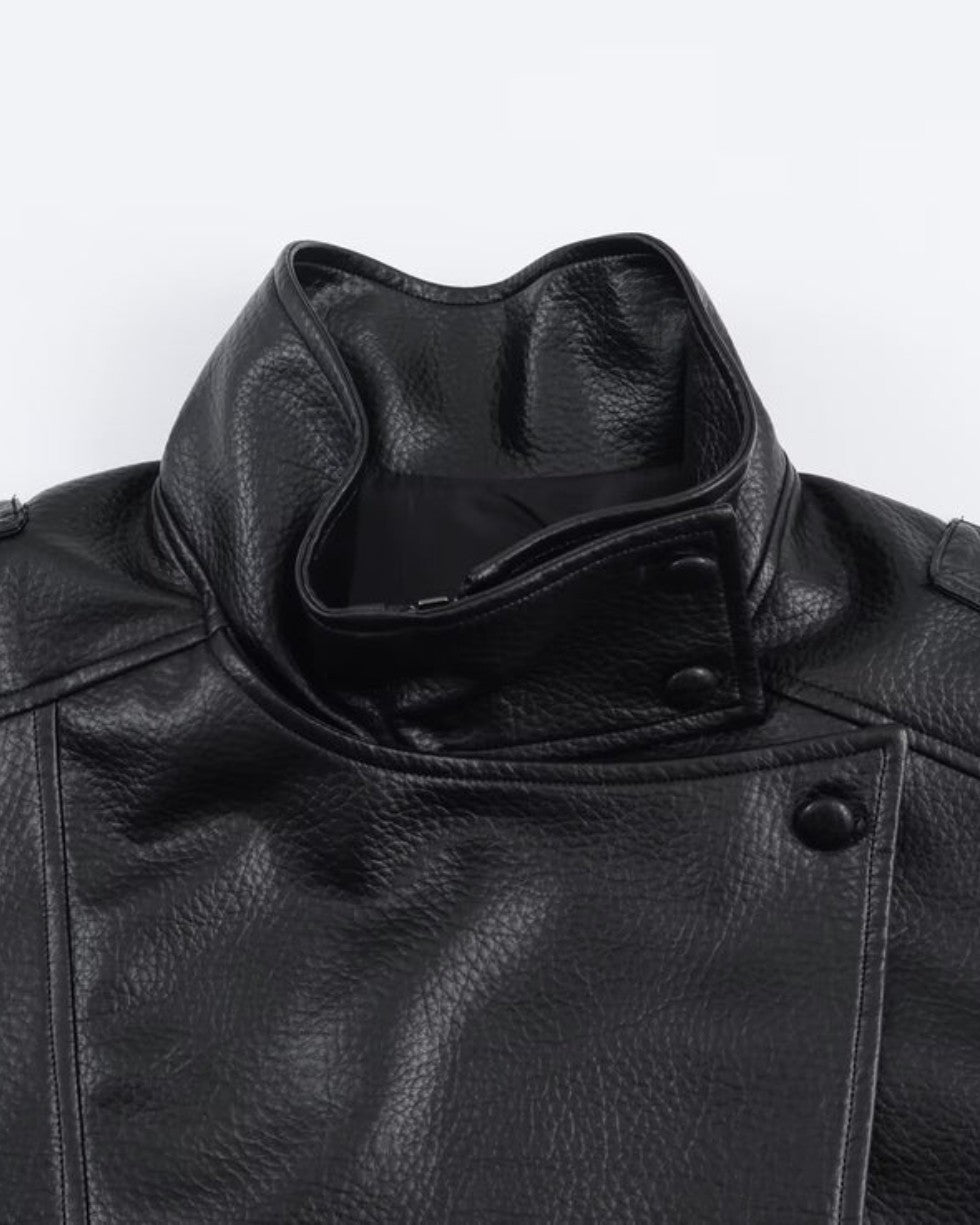 Asymetryczna Kurtka ze Skóry Wegetariańskiej Dla Kobiet