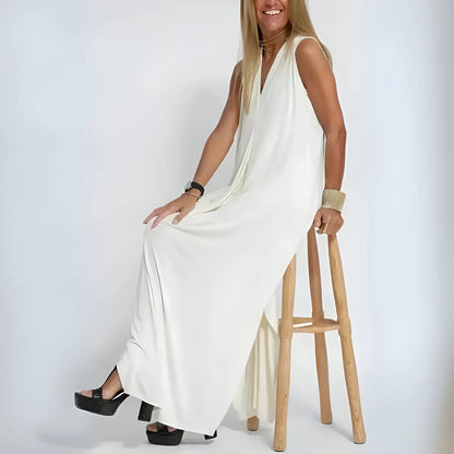 Noémie – Drapowana sukienka maxi z pasującym kardiganem
