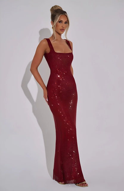 Celestia Sparkle Mesh Maxi Dress