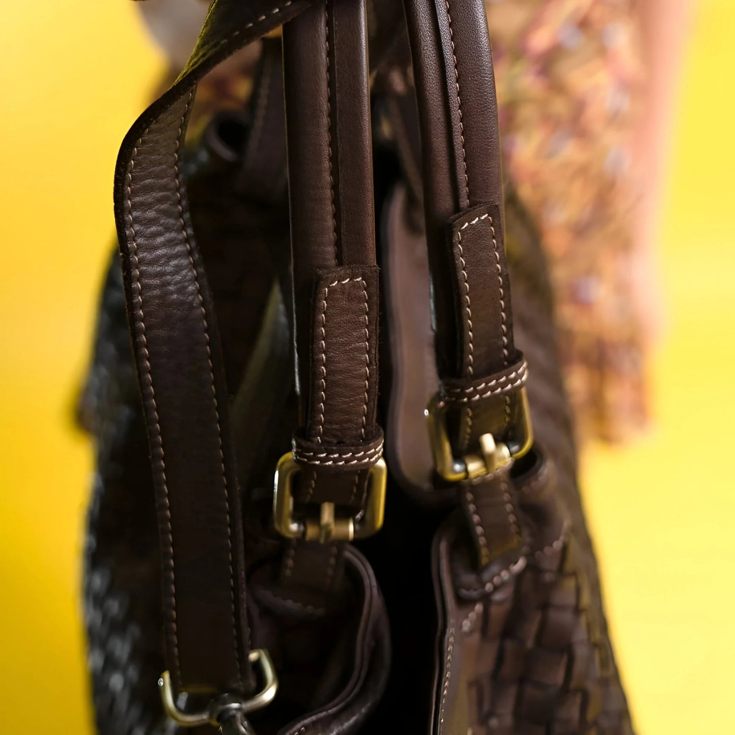 Lorène - Woven Leather Shoulder Bag