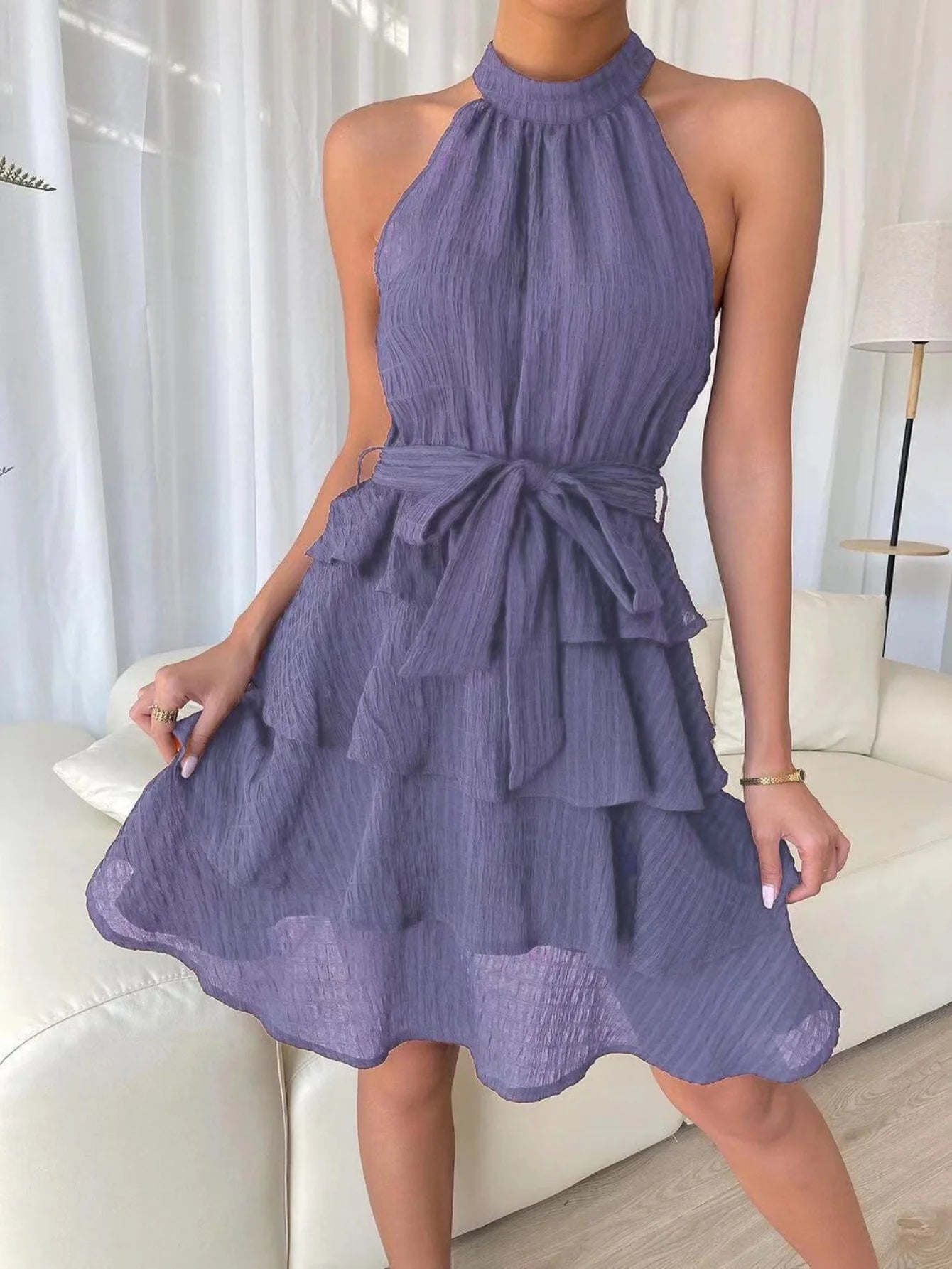 Orielle - Sleeveless Ruffle Tiered Mini Dress