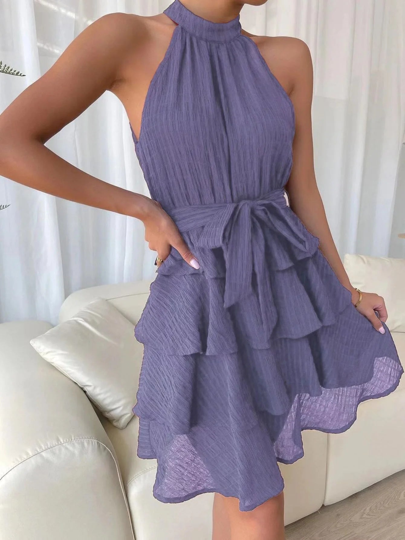 Orielle - Sleeveless Ruffle Tiered Mini Dress