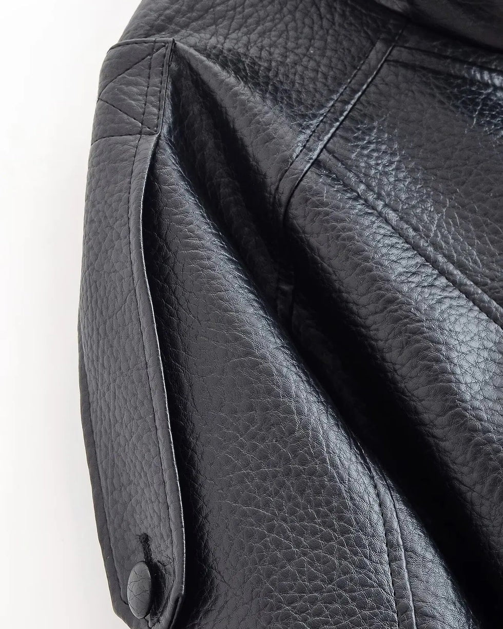 Asymetryczna Kurtka ze Skóry Wegetariańskiej Dla Kobiet