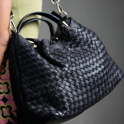 Lorène - Woven Leather Shoulder Bag